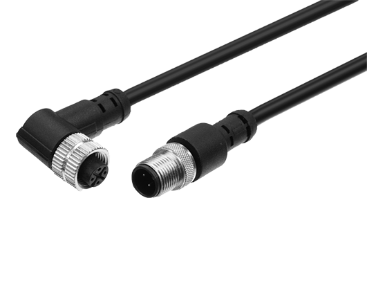 M8---3芯連接器線束 180°公頭---90°母頭